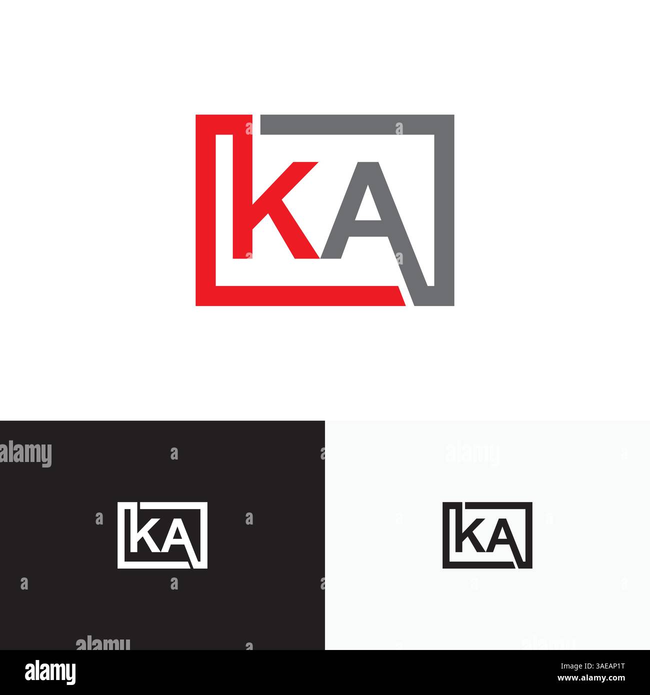 KA, KA Letter, initial logo design template vector Stock Vector