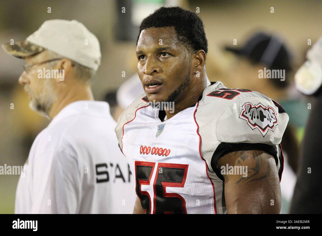 September 17, 2011: Las Vegas Locomotives linebacker Marcus Riley (55 ...