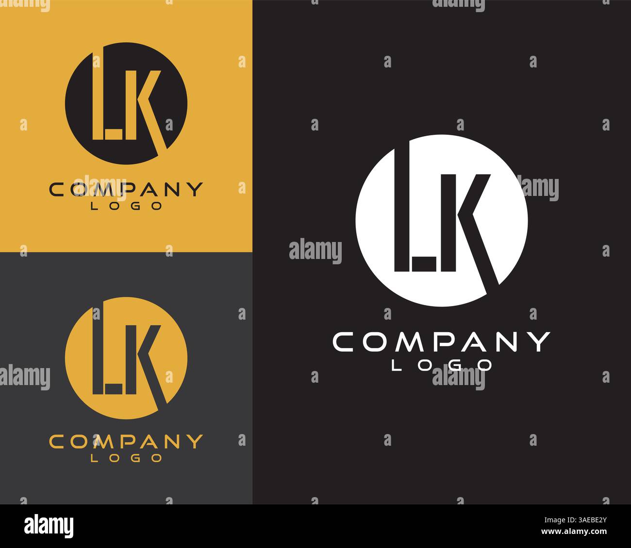 LK, KL letter, initial logo design letter with circle shape Stock Vector
