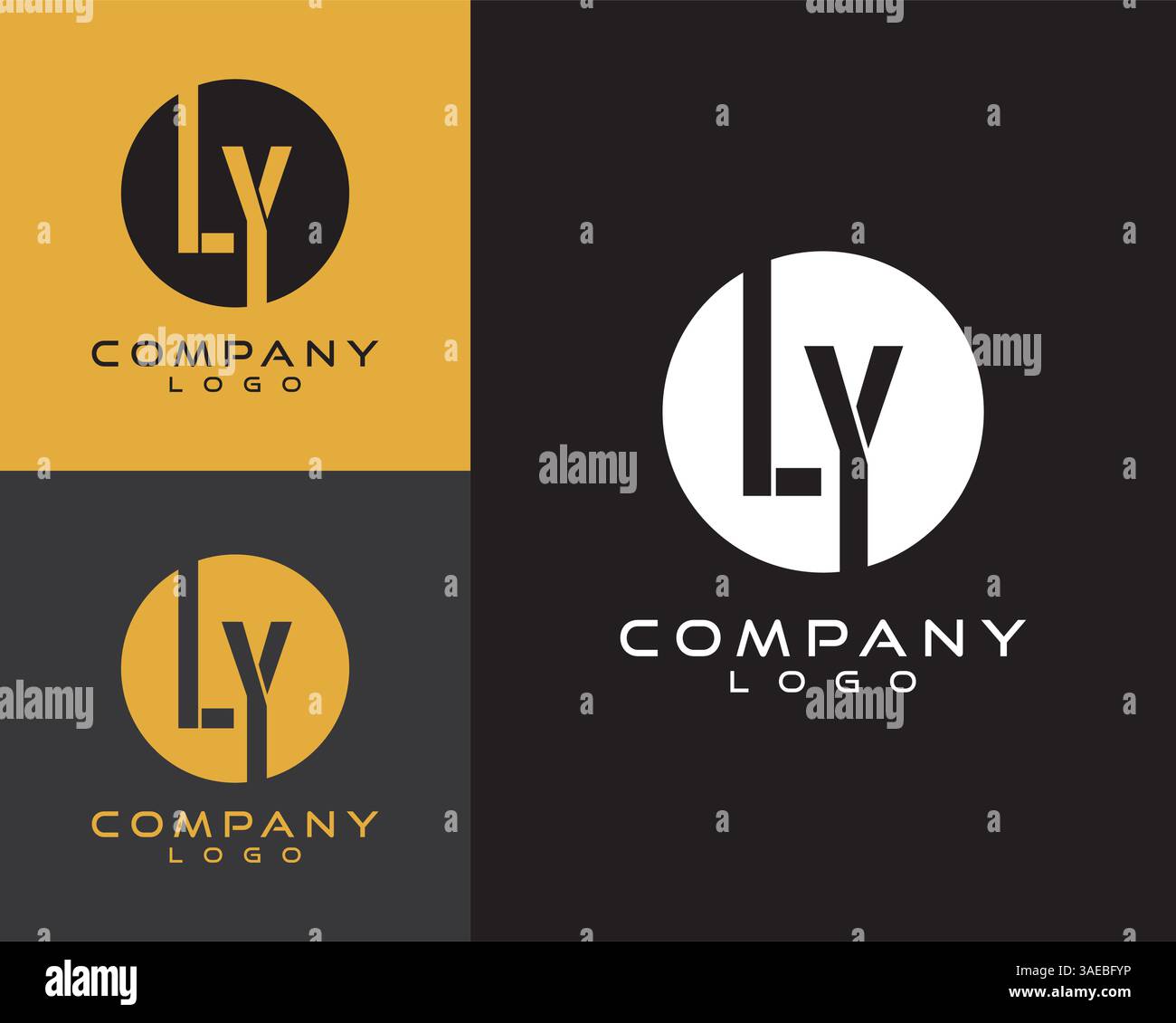 LY, YL letter, initial logo design letter with circle shape Stock Vector