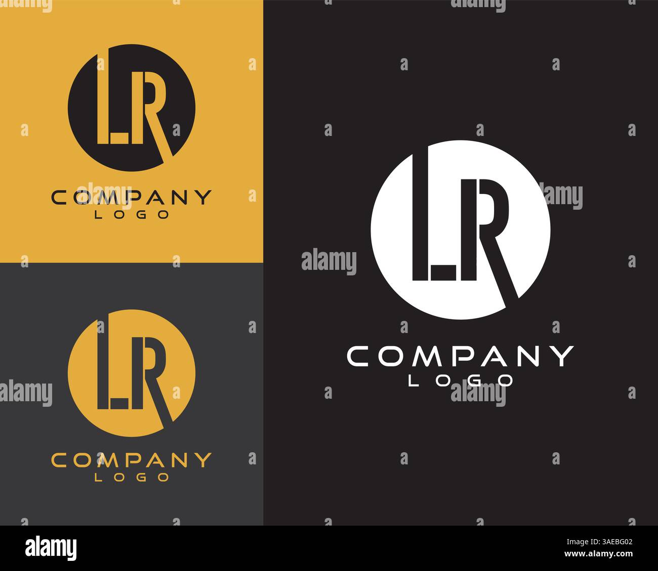 LR, RL letter, initial logo design letter with circle shape Stock Vector