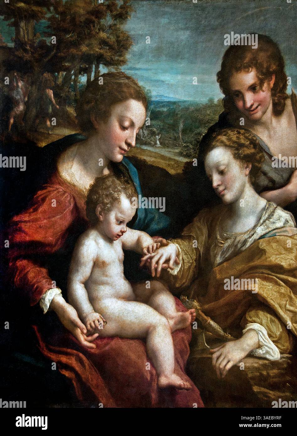 Mystic marriage Saint Catherine of Siena before Saint Sebastian 1526 by ...