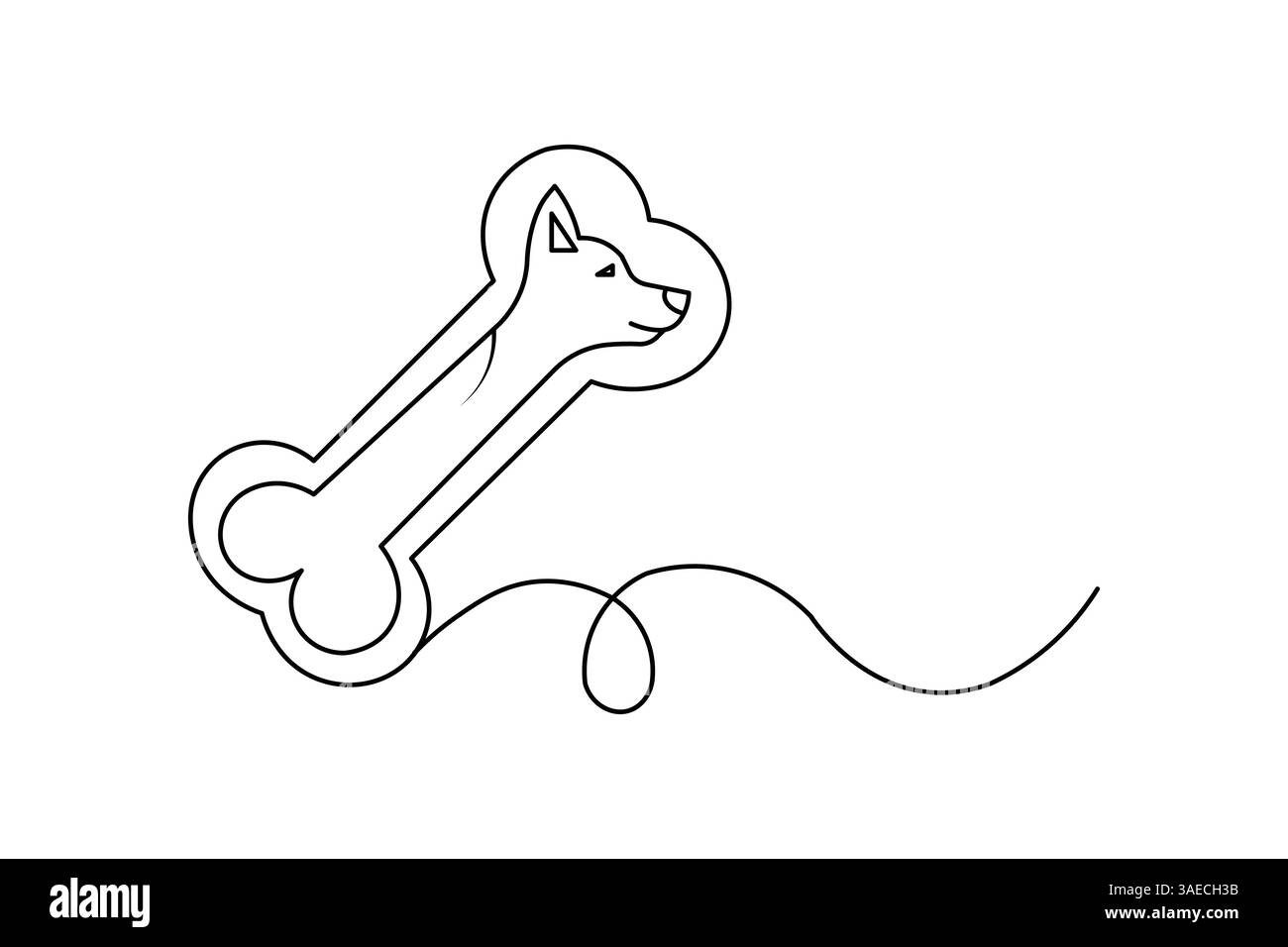 Dog bone single line art simple design vector graphic illustration Stock Vector