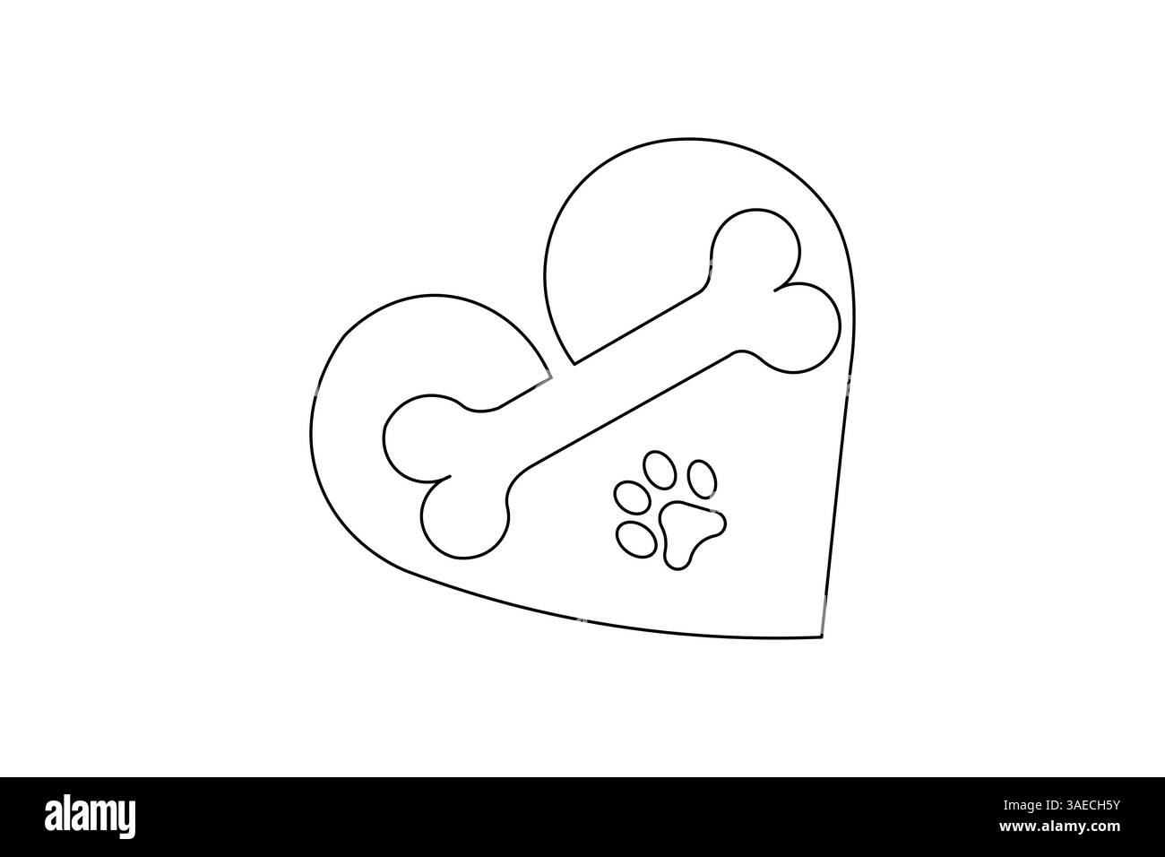 Dog bone single line art simple design vector graphic illustration Stock Vector