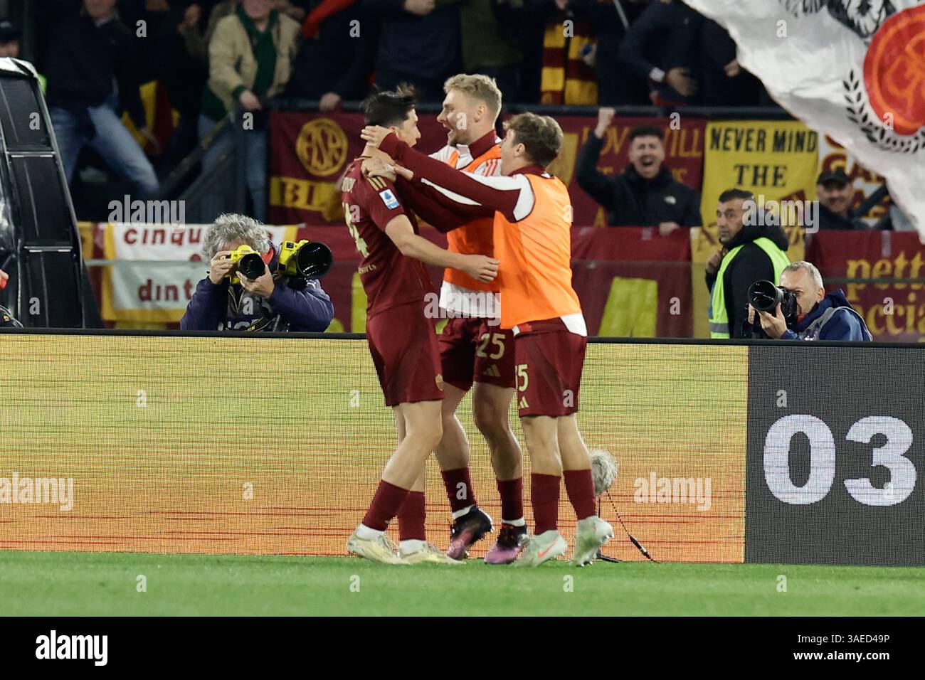 Rome Italy 06th Apr 2025 Roma s Uzbek Forward Eldor Shomurodov rome-italy-06th-apr-2025-roma-s-uzbek-forward-eldor-shomurodov