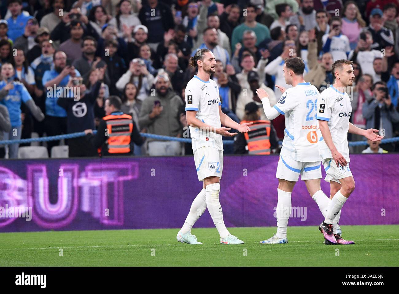 21 Valentin RONGIER (om) - 25 Adrien RABIOT (om) during the Ligue 1 ...