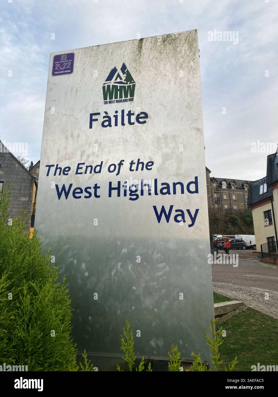 The end of the West Highland Way sign, Fort William Scotland - Smartphone Captured Stock Image