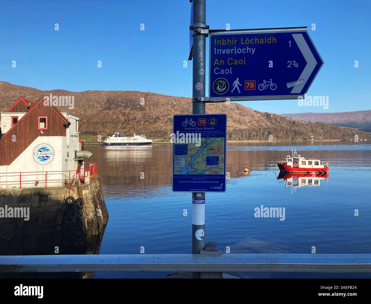 Cruise ship MS Spitsbergen anchored in Loch Linnhe, Fort William Scotland - Smartphone Captured Stock Image