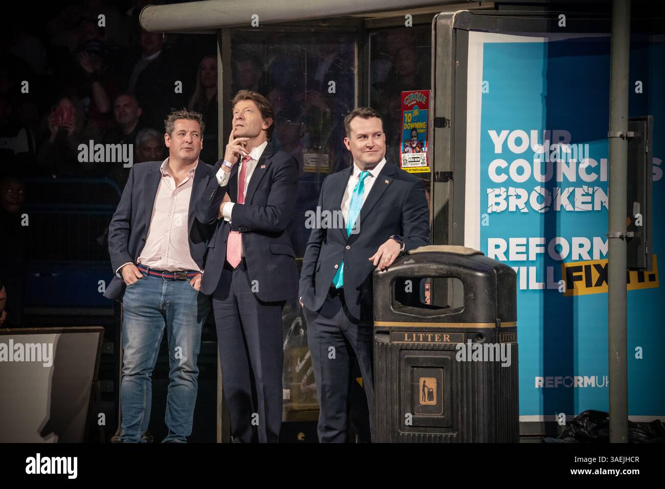 Richard Tice (centre) with James McMurdock (right) during Reform UK ...