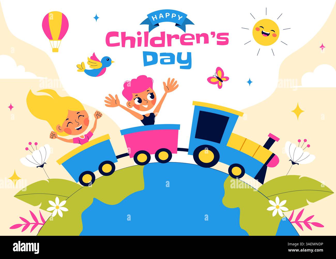 Happy Children's Day Vector Illustration featuring cheerful kids ...