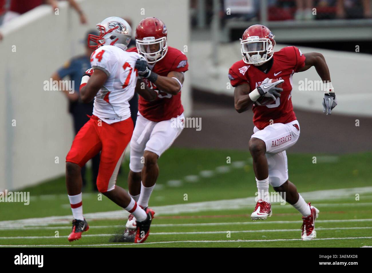 Sep 10, 2011: Arkansas running backing back Joe Adams #3 makes a cut ...