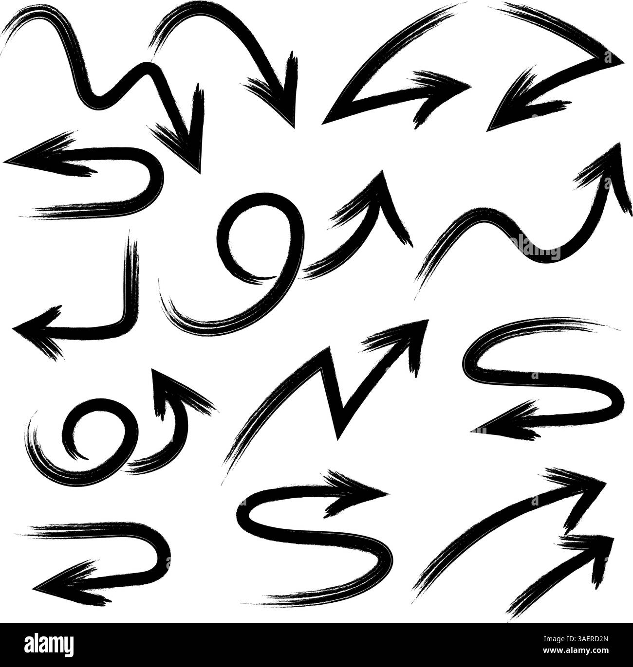 hand drawn black and white arrow doodle set Stock Vector Image & Art ...