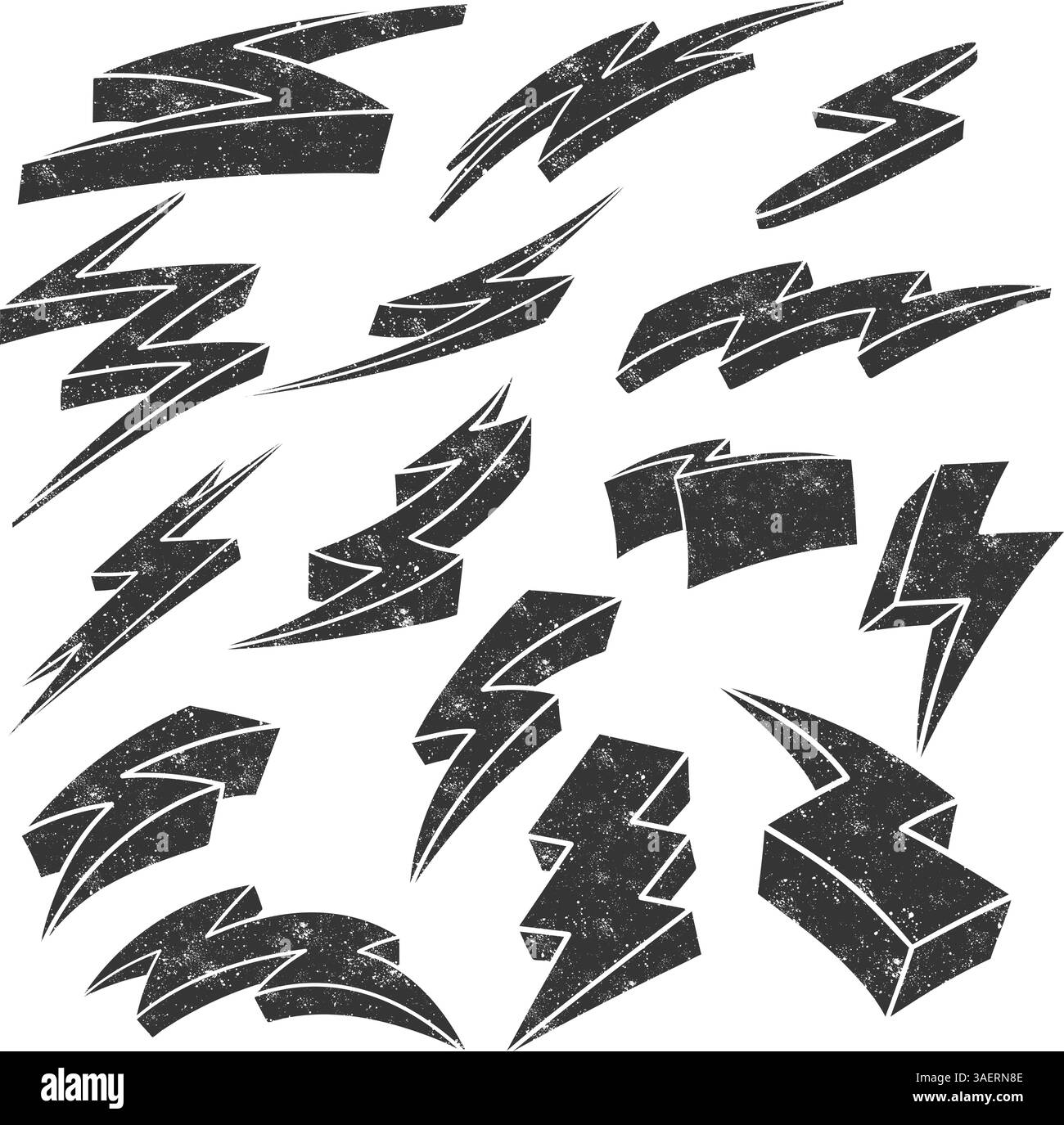 grunge hand drawn thunder doodle set Stock Vector Image & Art - Alamy