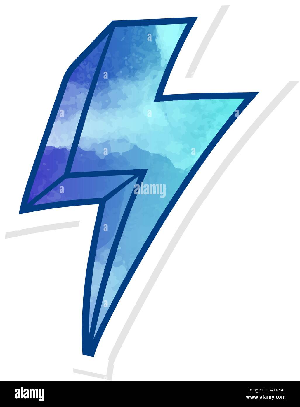 hand drawn thunder doodle in sticker style Stock Vector