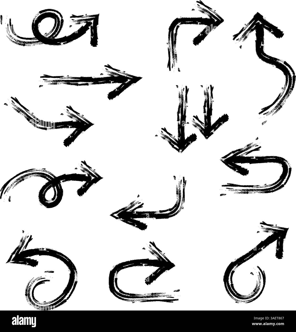 hand drawn black and white arrow doodle set Stock Vector Image & Art ...