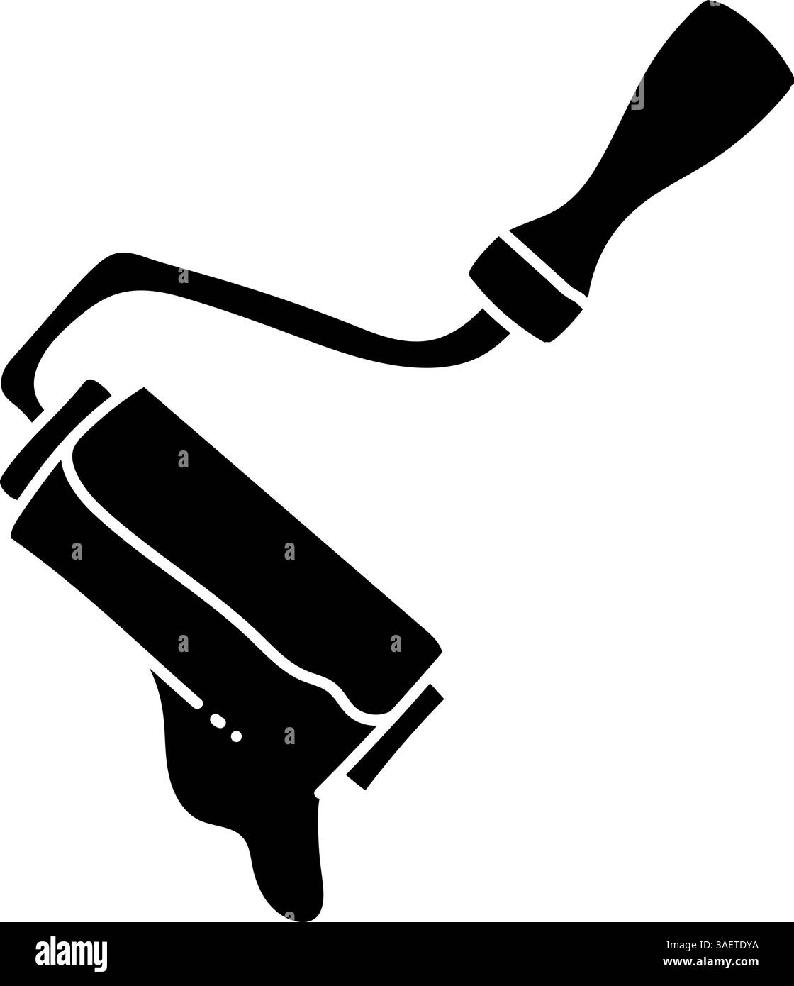 Paint roller with trail black hand drawn icon Stock Vector Image & Art ...