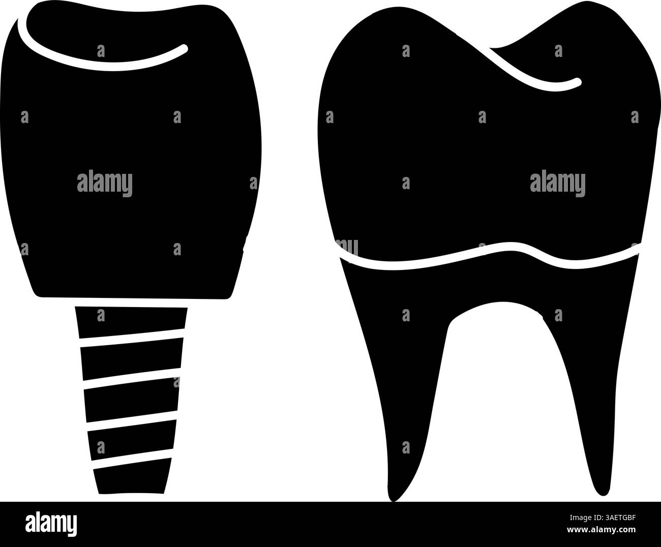 Denture false teeth black hand drawn icon Stock Vector