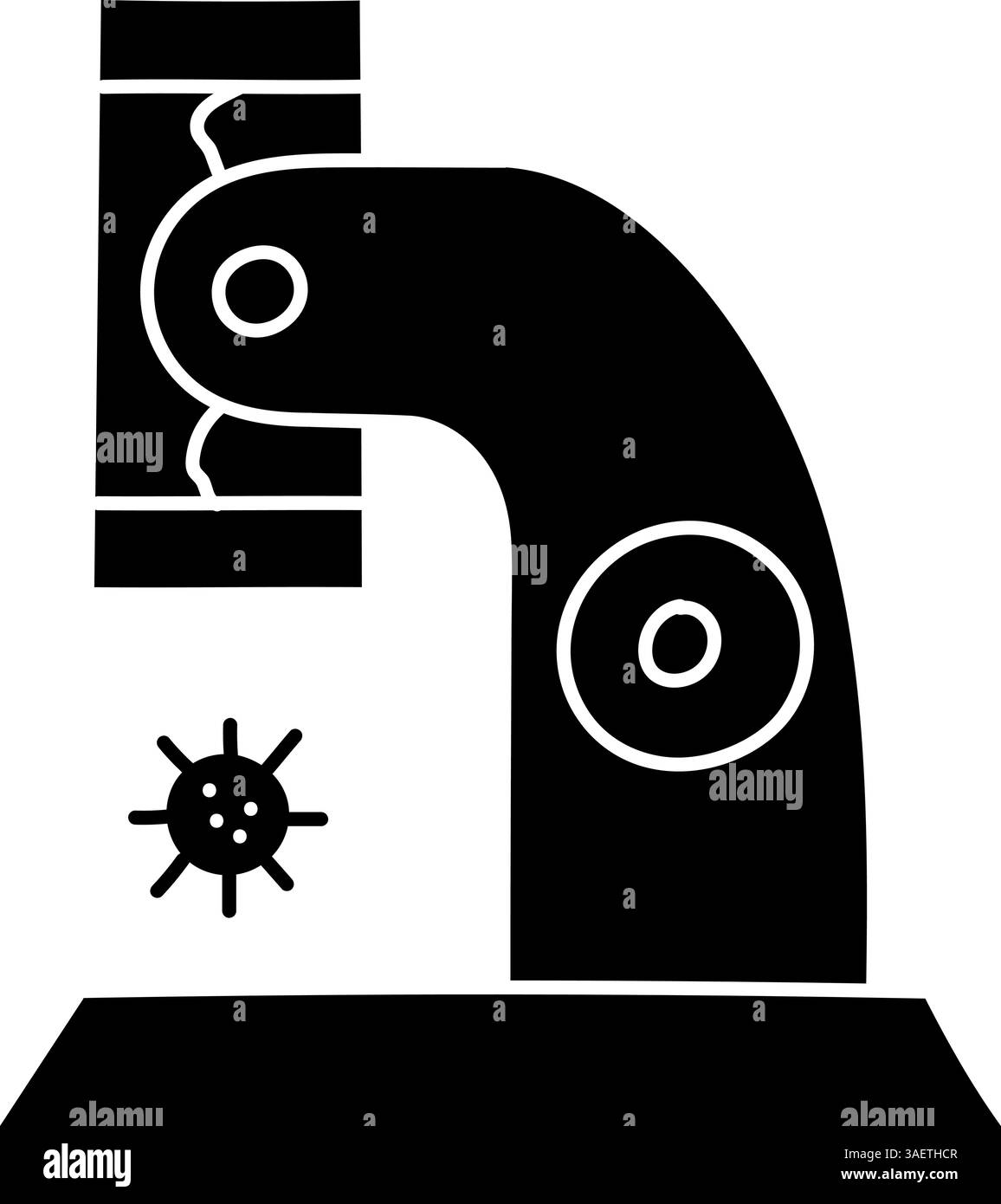 Virus under microscope black hand drawn icon Stock Vector