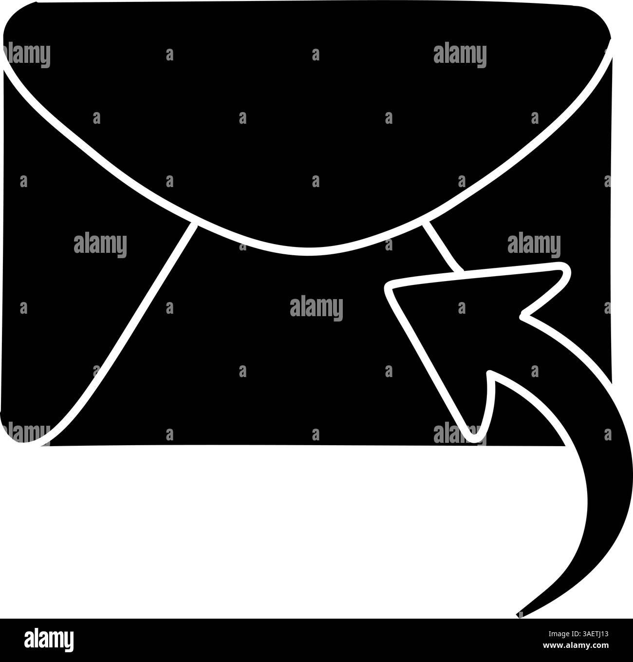 Reply email black hand drawn icon Stock Vector