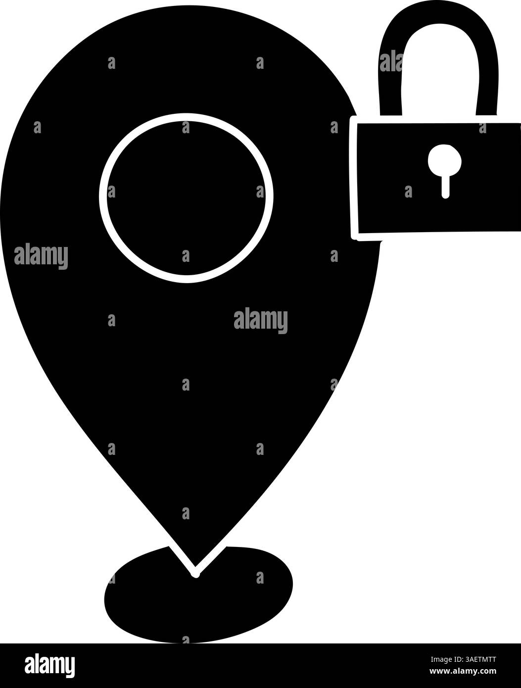 black hand drawn icon map pin restricted area Stock Vector Image & Art ...