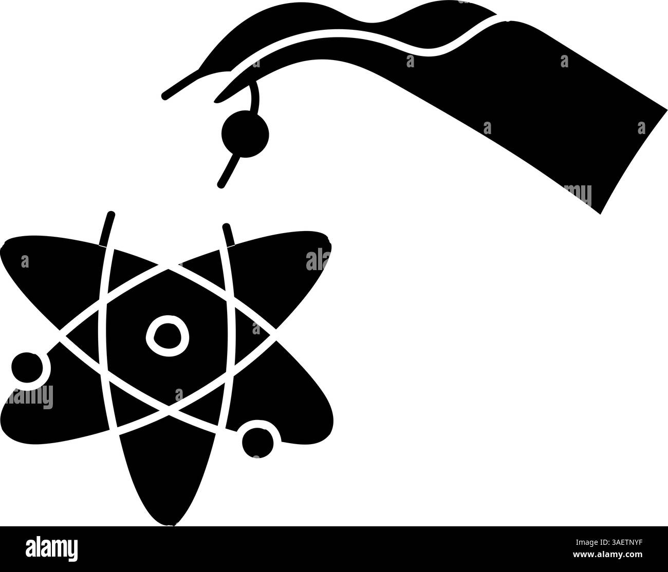 Artificially modified atom black hand drawn icon Stock Vector