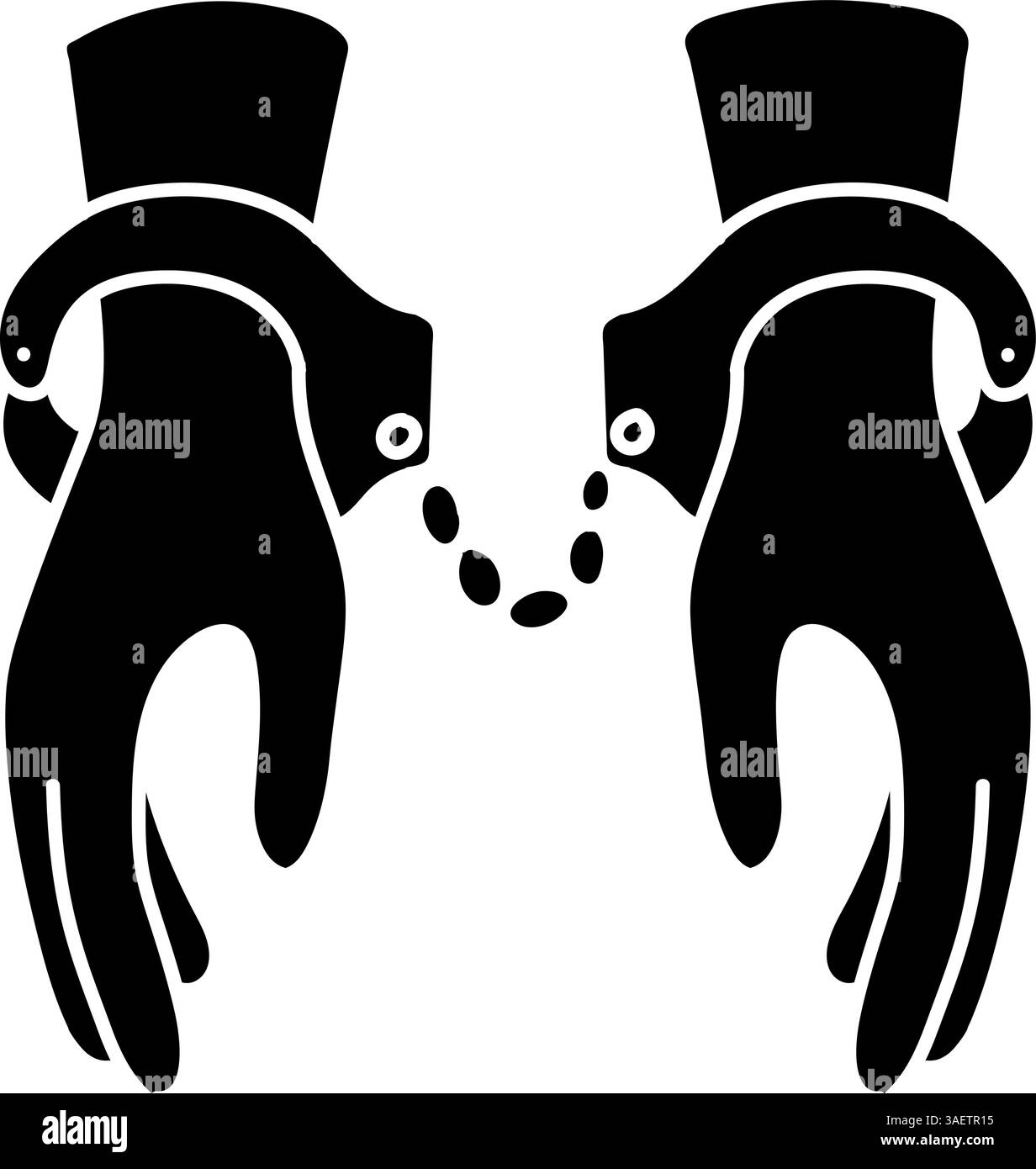 Handcuffed hands black hand drawn icon Stock Vector