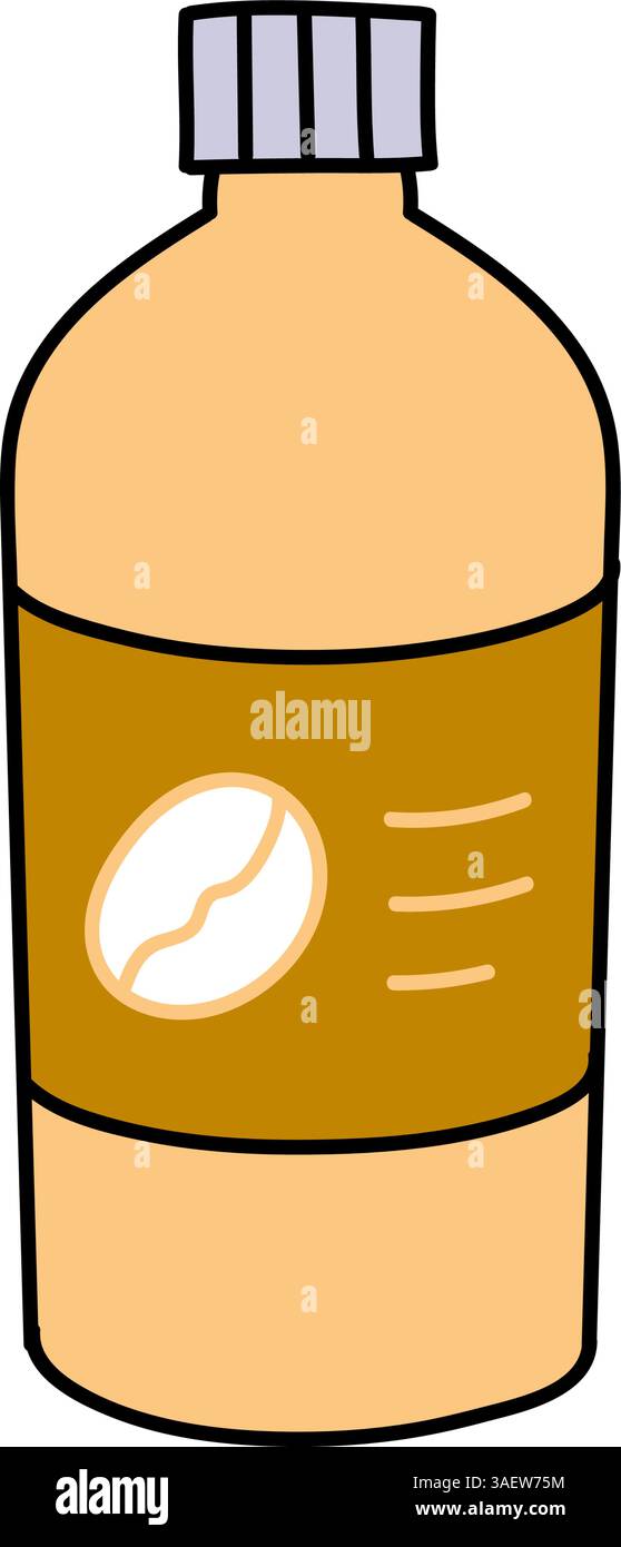 coffee drink plastic cup with straw hand drawn color vector ...