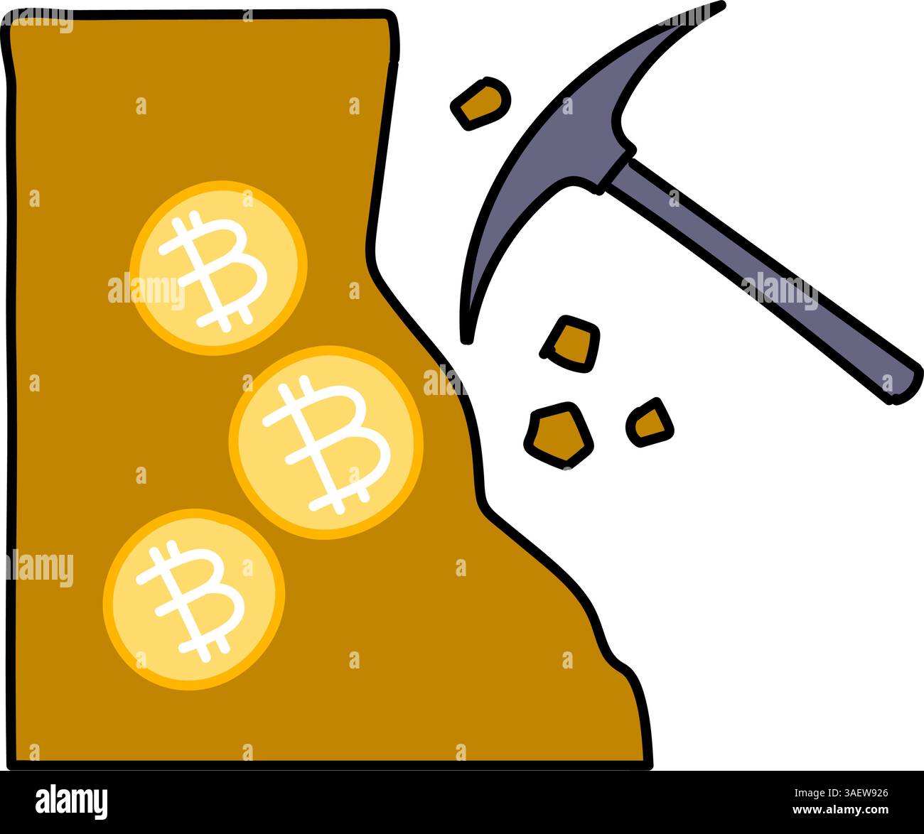 bitcoin cryptocurrency mining concept hand drawn color vector illustration Stock Vector
