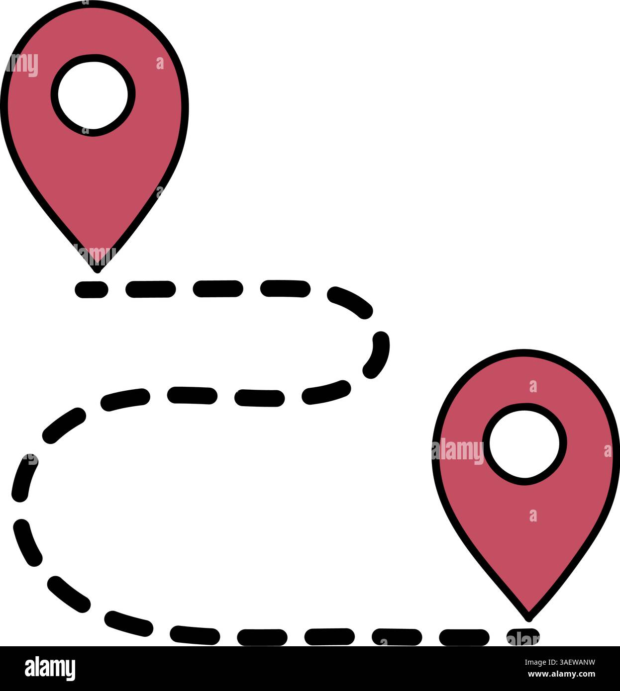 map pin route hand drawn color vector illustration Stock Vector Image ...