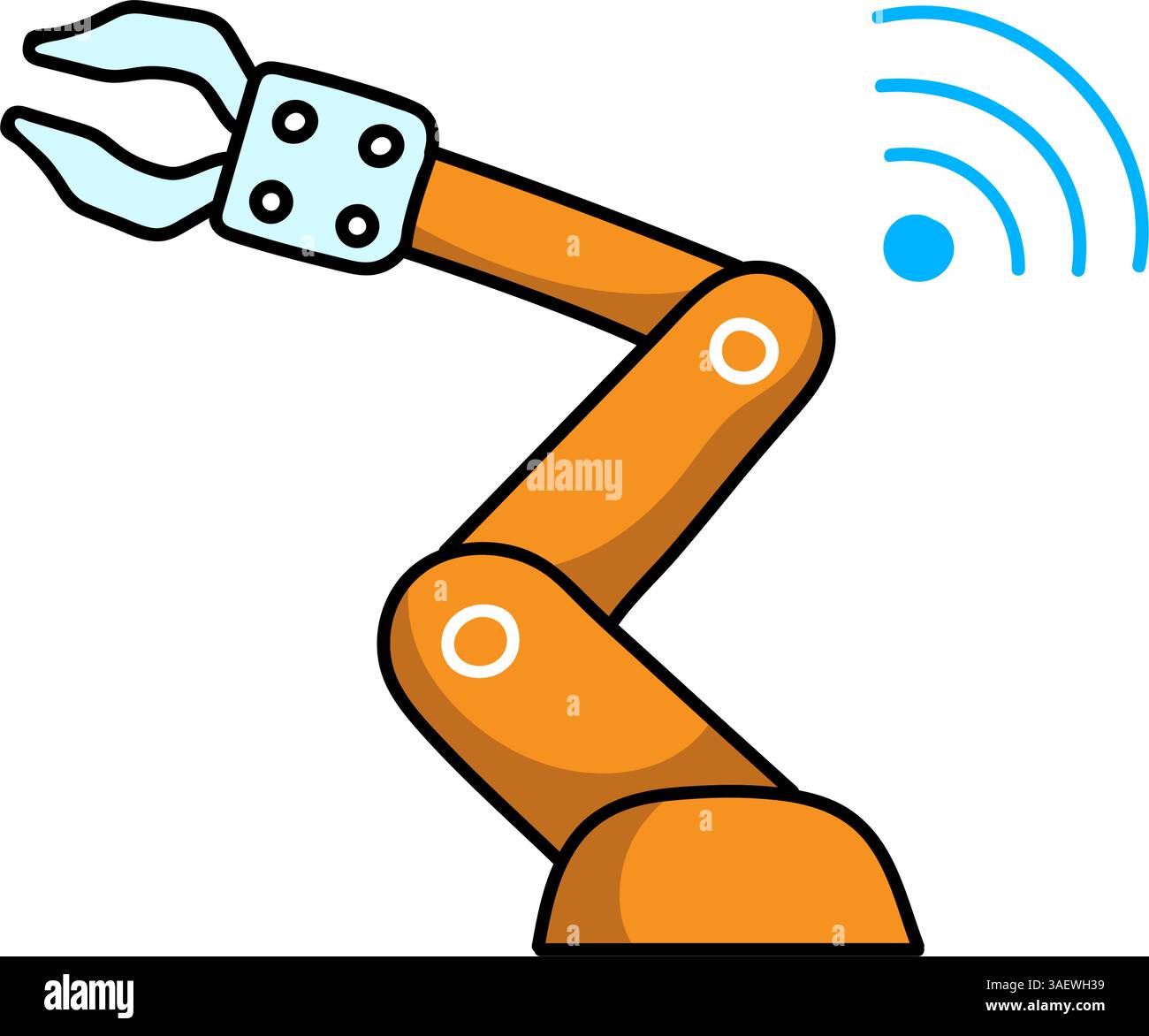 wireless connected robotic arm hand drawn color vector illustration Stock Vector