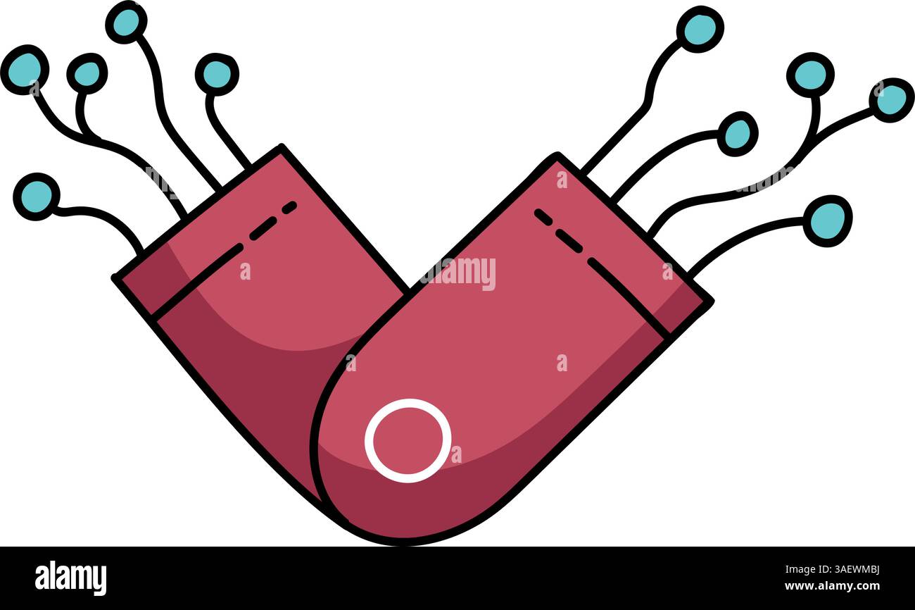 robot hand drawn color vector illustration Stock Vector
