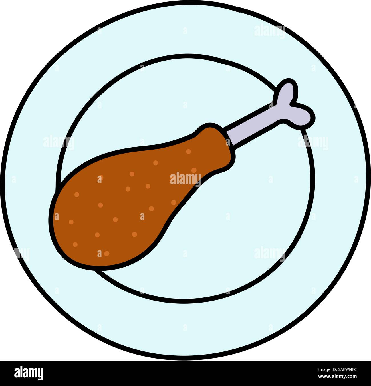 chicken drum hand drawn color vector illustration Stock Vector