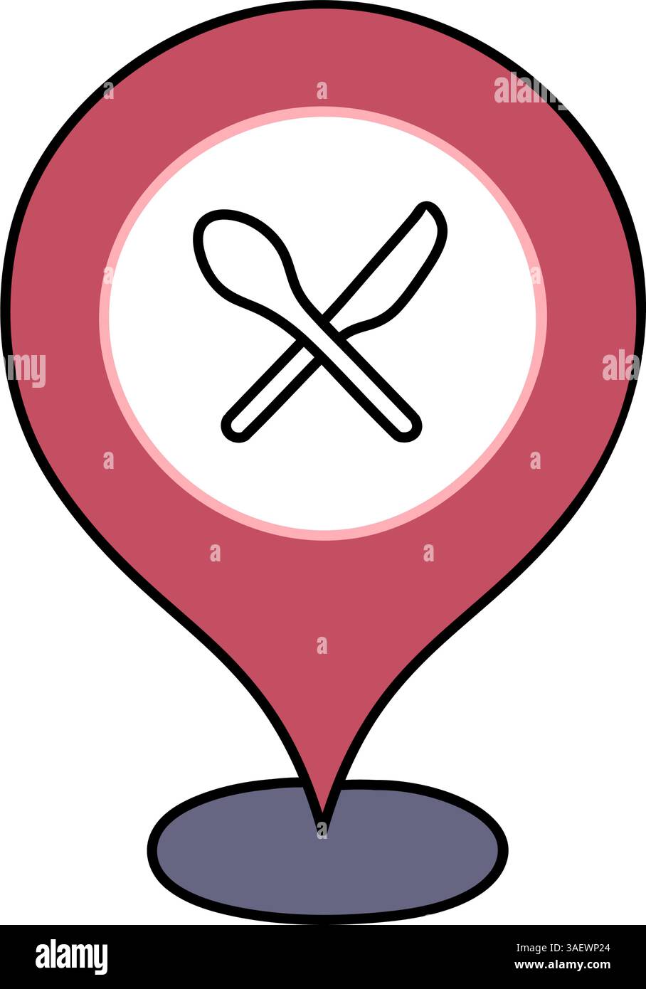 pin map restaurant hand drawn color vector illustration Stock Vector ...