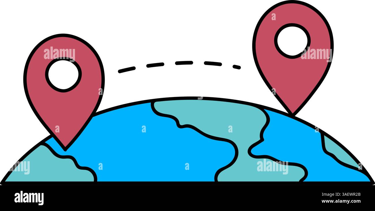 map pin route hand drawn color vector illustration Stock Vector Image ...