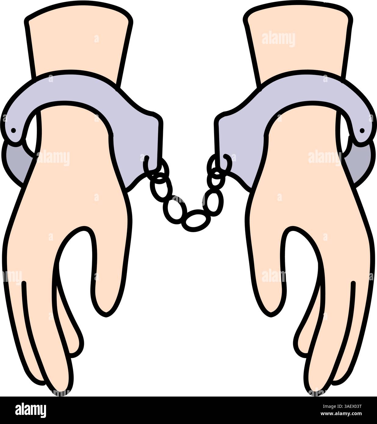 hand cuffed hand s hand drawn color vector illustration Stock Vector