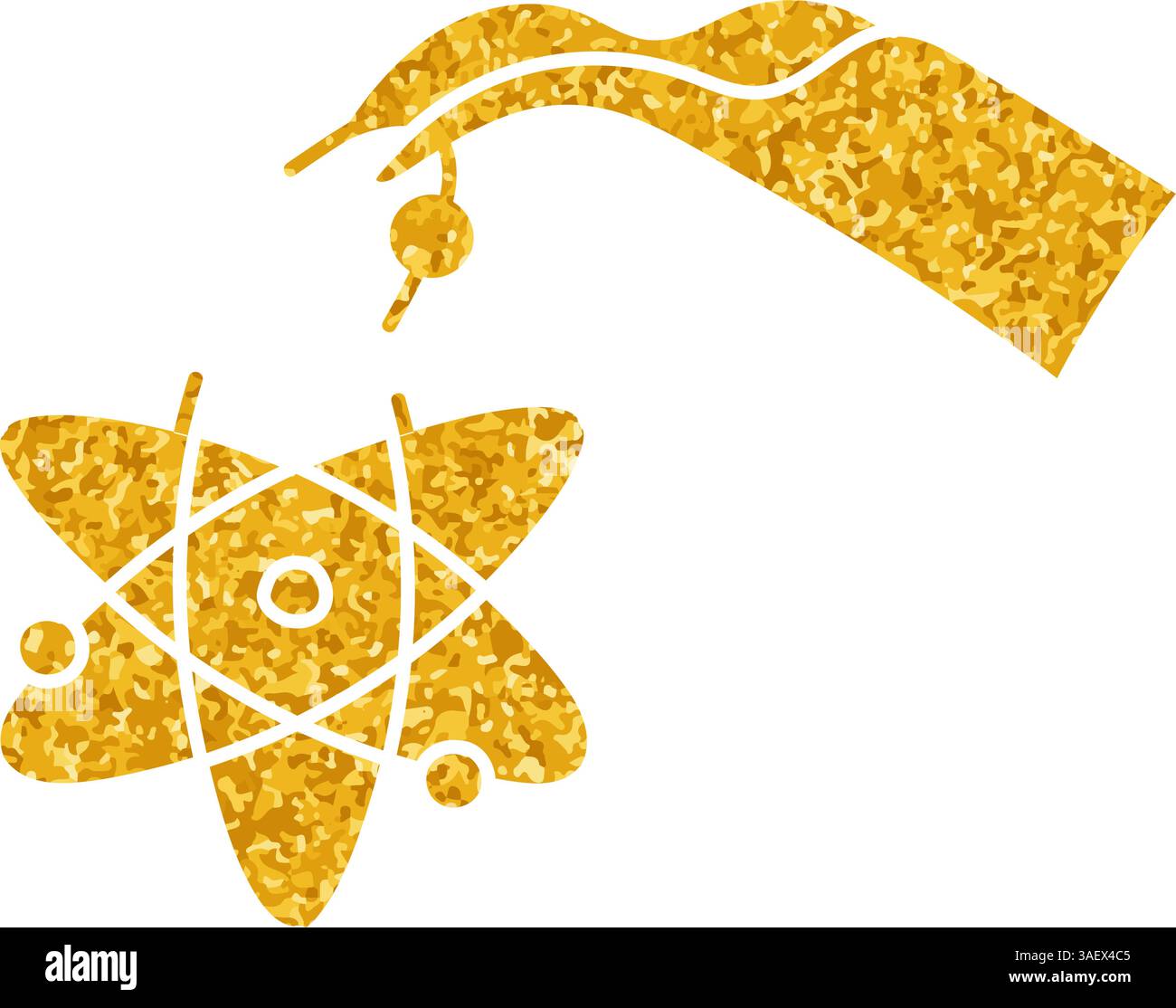 Artificially modified atom drawing in gold color style Stock Vector ...