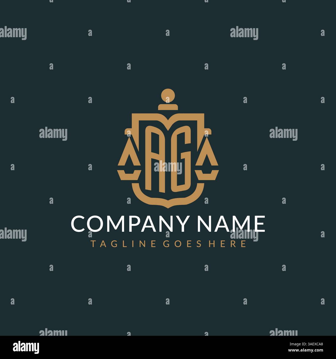Initial AG logo for law firm with luxury modern scale and shield icon ...
