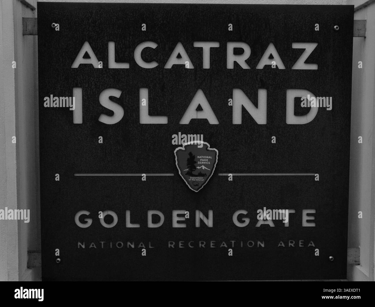 Welcome to alcatraz sign Black and White Stock Photos & Images - Alamy