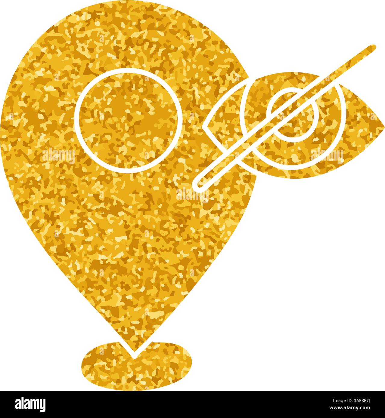drawing in gold color style map pin restricted area Stock Vector Image ...