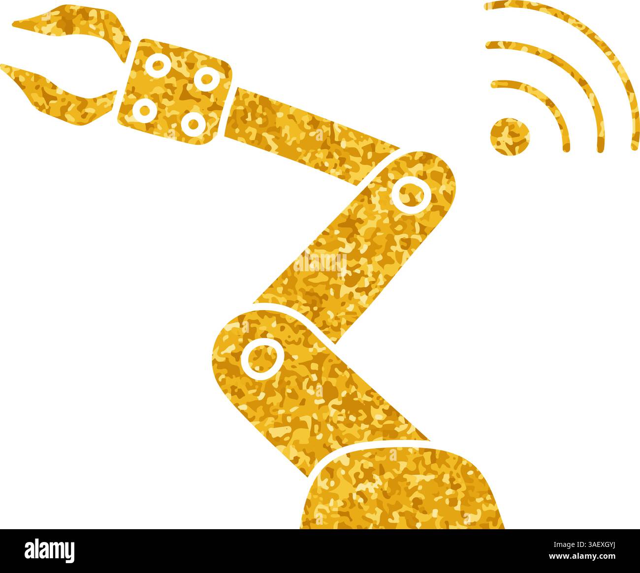 Wireless connected robotic arm drawing in gold color style Stock Vector