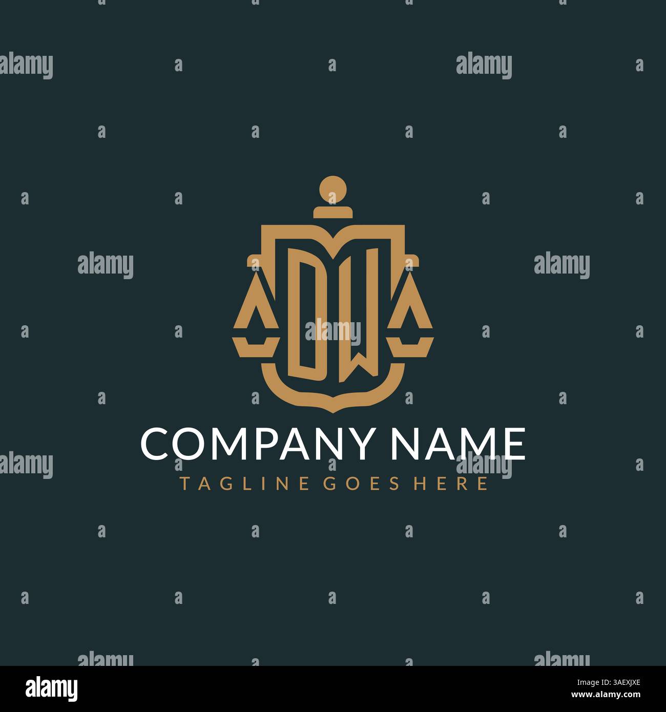 Initial DW logo for law firm with luxury modern scale and shield icon ...
