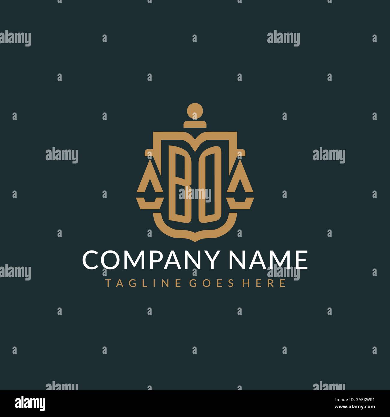 Initial BO logo for law firm with luxury modern scale and shield icon ...