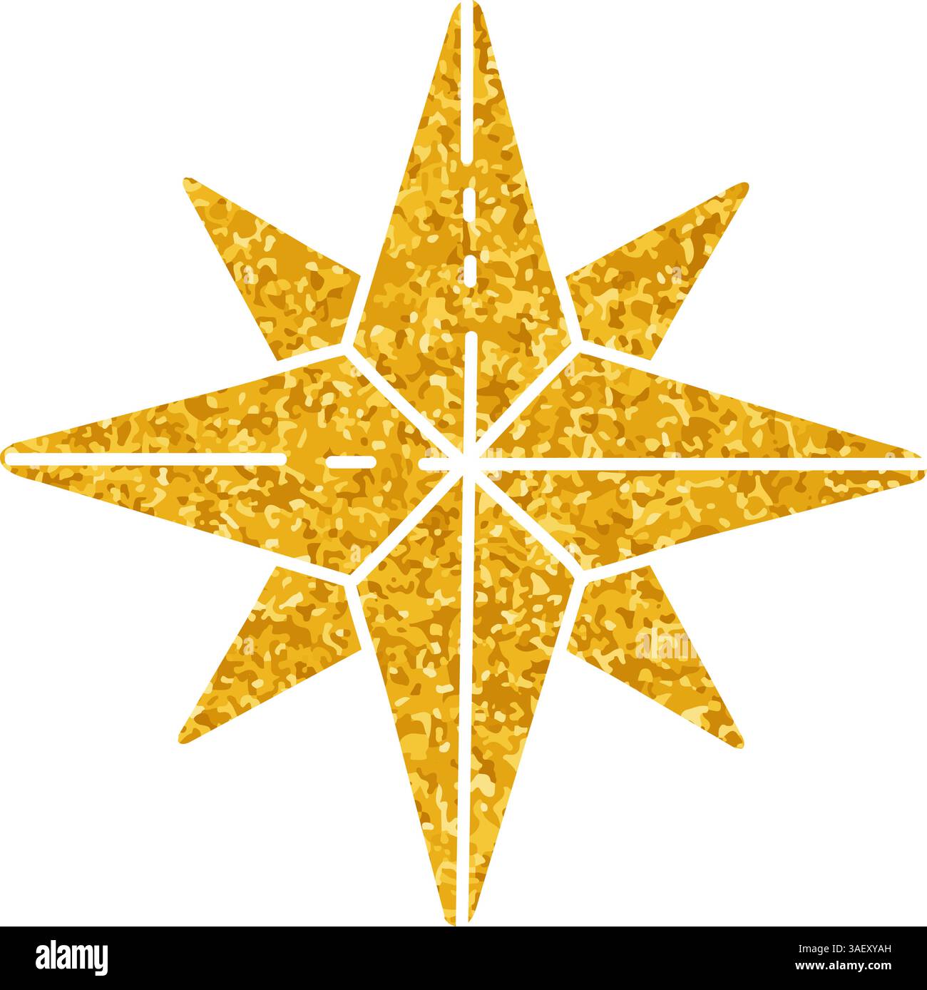 Compass drawing in gold color style Stock Vector