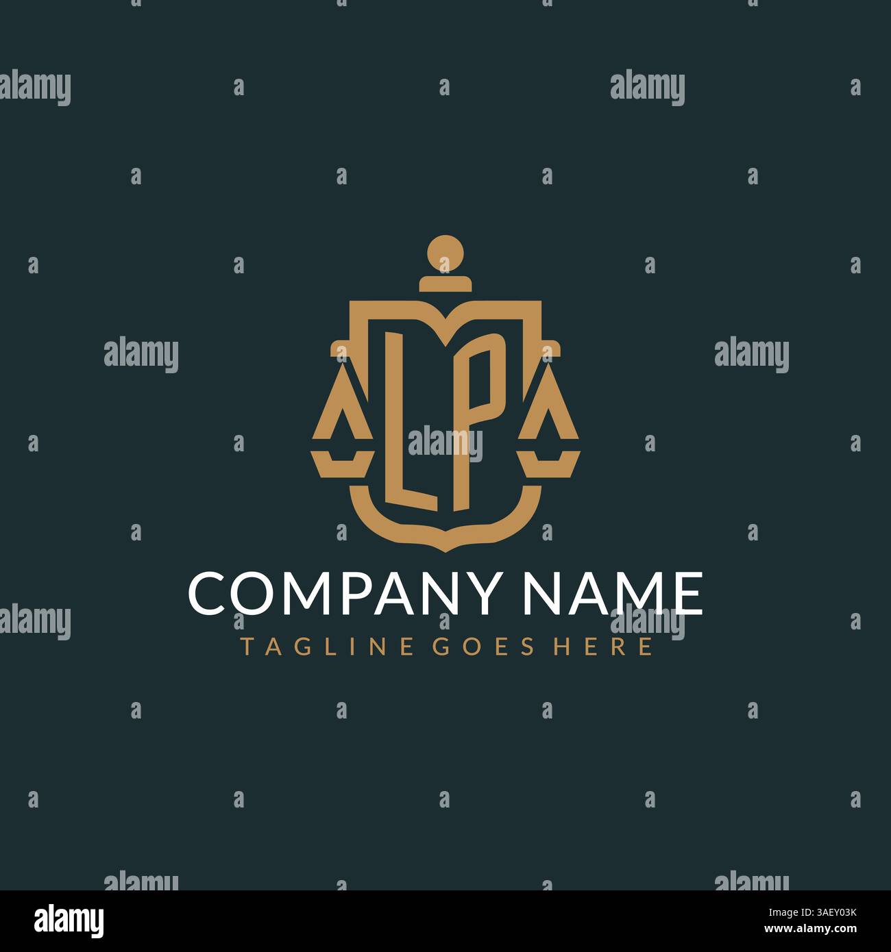 Initial LP logo for law firm with luxury modern scale and shield icon ...
