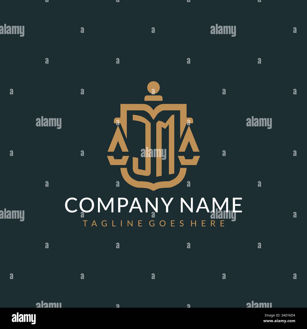 Initial JM logo for law firm with luxury modern scale and shield icon ...