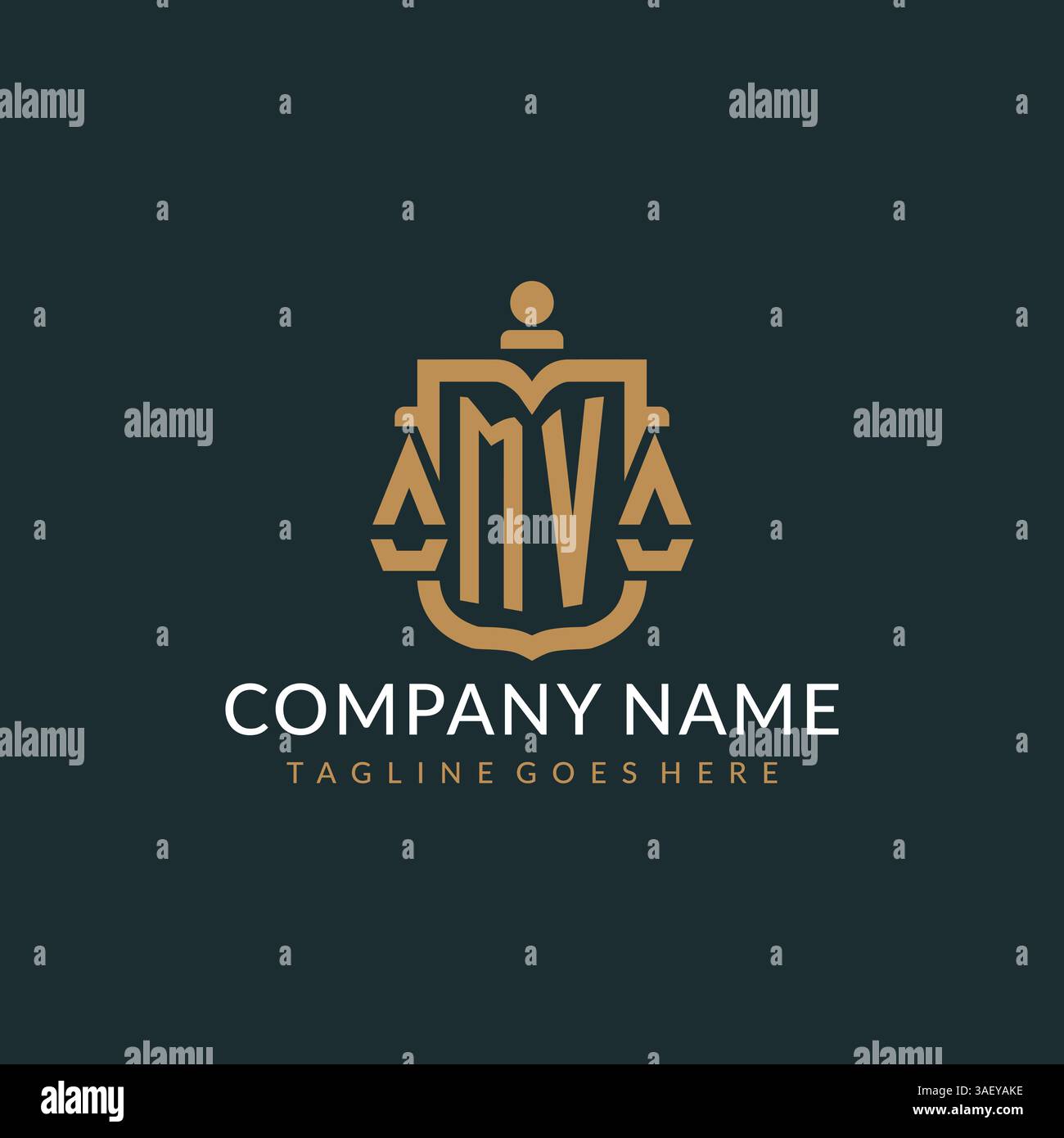 Initial MV logo for law firm with luxury modern scale and shield icon ...