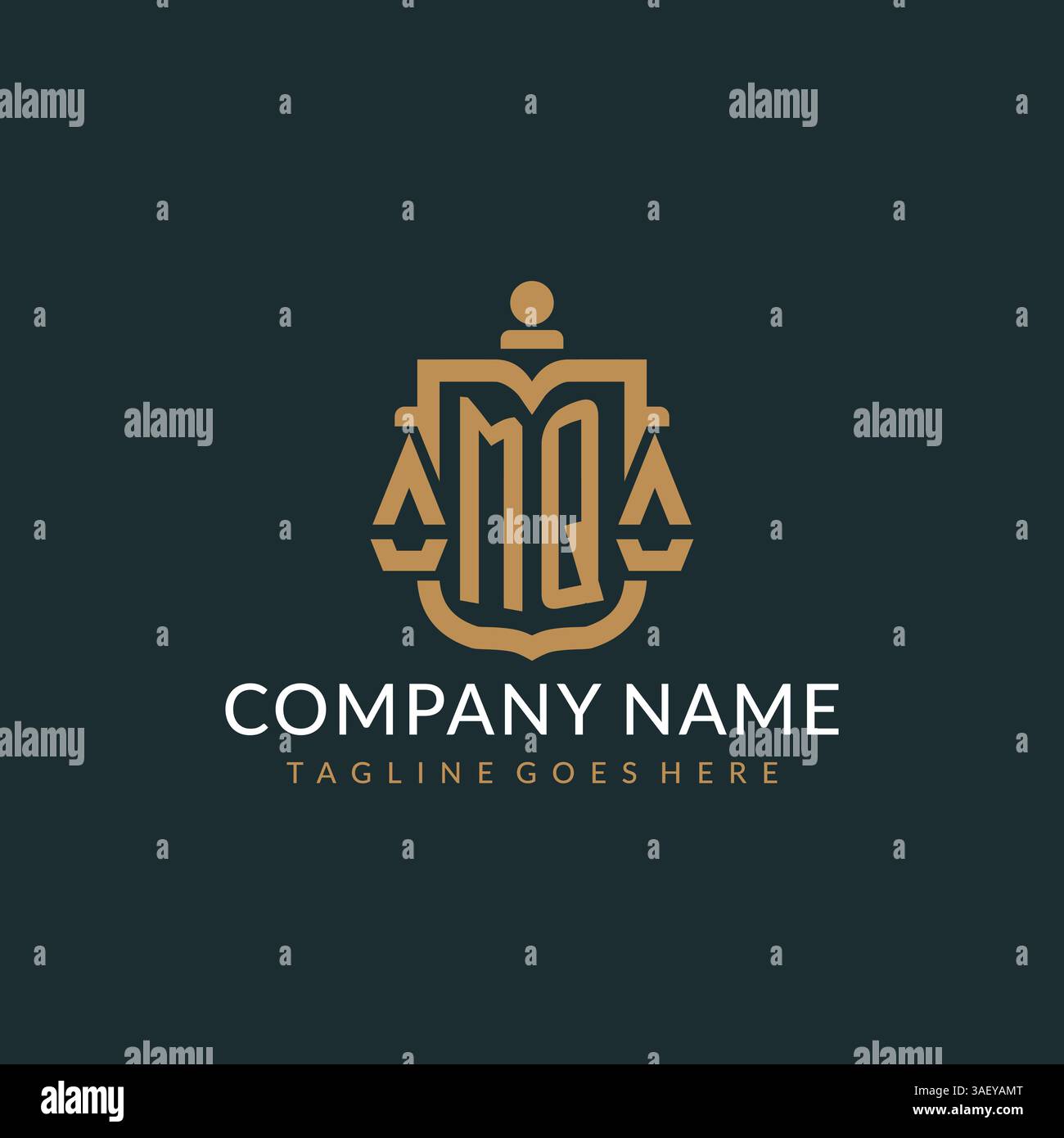 Initial MQ logo for law firm with luxury modern scale and shield icon ...