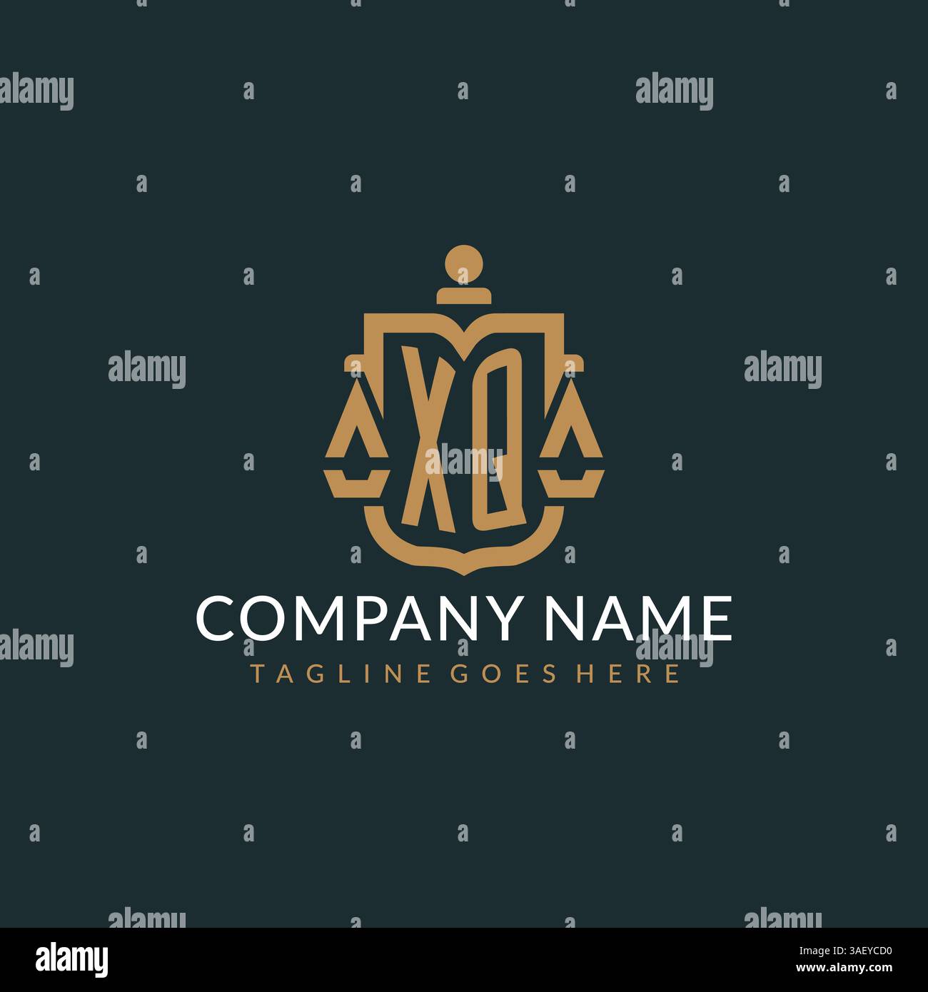 Initial XQ logo for law firm with luxury modern scale and shield icon ...