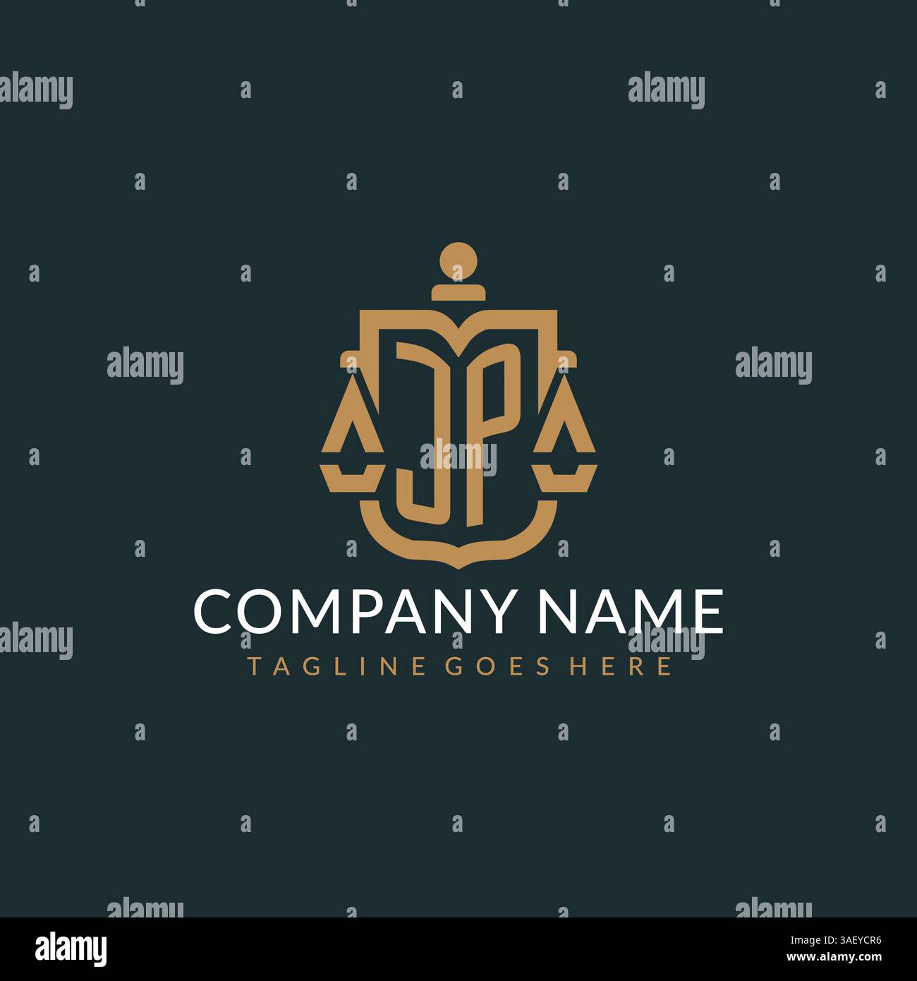 Initial JP logo for law firm with luxury modern scale and shield icon ...