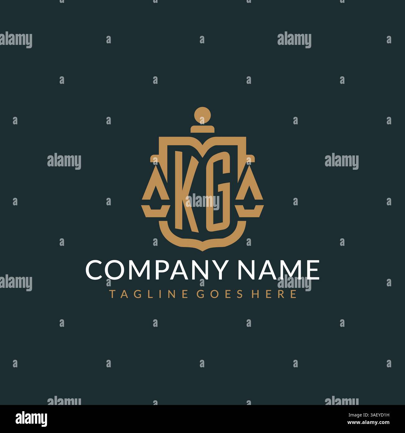Initial KG logo for law firm with luxury modern scale and shield icon ...